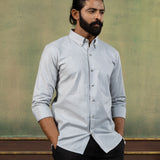 Poist Silver Linen Plain Button Down Shirt
