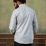 Poist Silver Linen Plain Button Down Shirt
