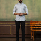 Poist Silver Linen Plain Button Down Shirt