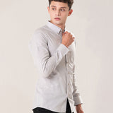 Poist Silver Linen Plain Button Down Shirt