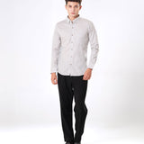 Poist Silver Linen Plain Button Down Shirt- Bullane
