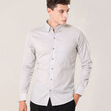 Poist Silver Linen Plain Button Down Shirt