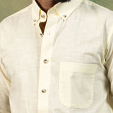 Poist Yellow Linen Plain Button Down Shirt