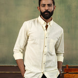 Poist Yellow Linen Plain Button Down Shirt