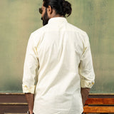 Poist Yellow Linen Plain Button Down Shirt