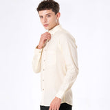 Poist Yellow Linen Plain Button Down Shirt- Bullane