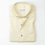Poist Yellow Linen Plain Button Down Shirt