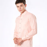 Poist Orange Linen Plain Button Down Shirt- Bullane