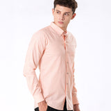 Poist Orange Linen Plain Button Down Shirt- Bullane
