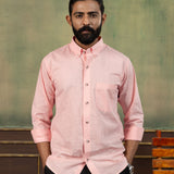 Poist Orange Linen Plain Button Down Shirt