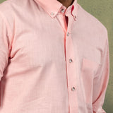 Poist Orange Linen Plain Button Down Shirt