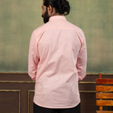 Poist Orange Linen Plain Button Down Shirt