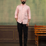 Poist Orange Linen Plain Button Down Shirt