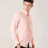 Poist Orange Linen Plain Button Down Shirt