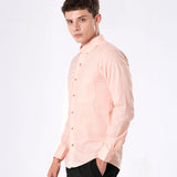 Poist Orange Linen Plain Button Down Shirt- Bullane