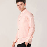 Poist Orange Linen Plain Button Down Shirt