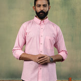 Poist Pink Linen Plain Button Down Shirt