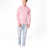 Poist Pink Linen Plain Button Down Shirt- Bullane