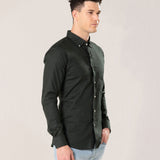 Poist Green Linen Plain Button Down Shirt