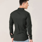 Poist Green Linen Plain Button Down Shirt