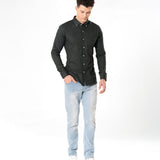 Poist Green Linen Plain Button Down Shirt- Bullane