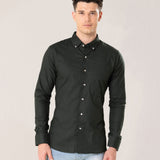 Poist Green Linen Plain Button Down Shirt