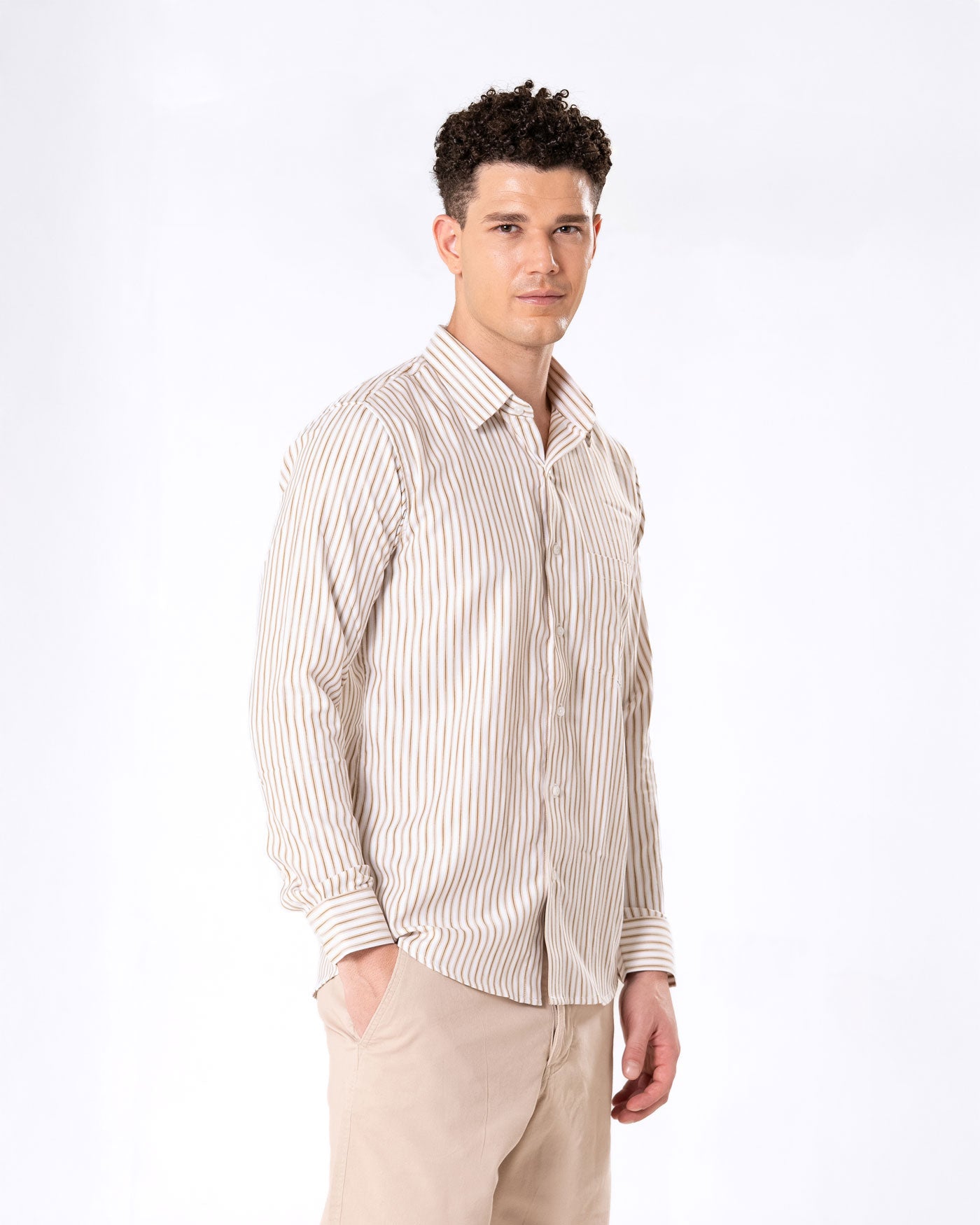 Brex Brown Premium Cotton Stripe Shirt - Bullane