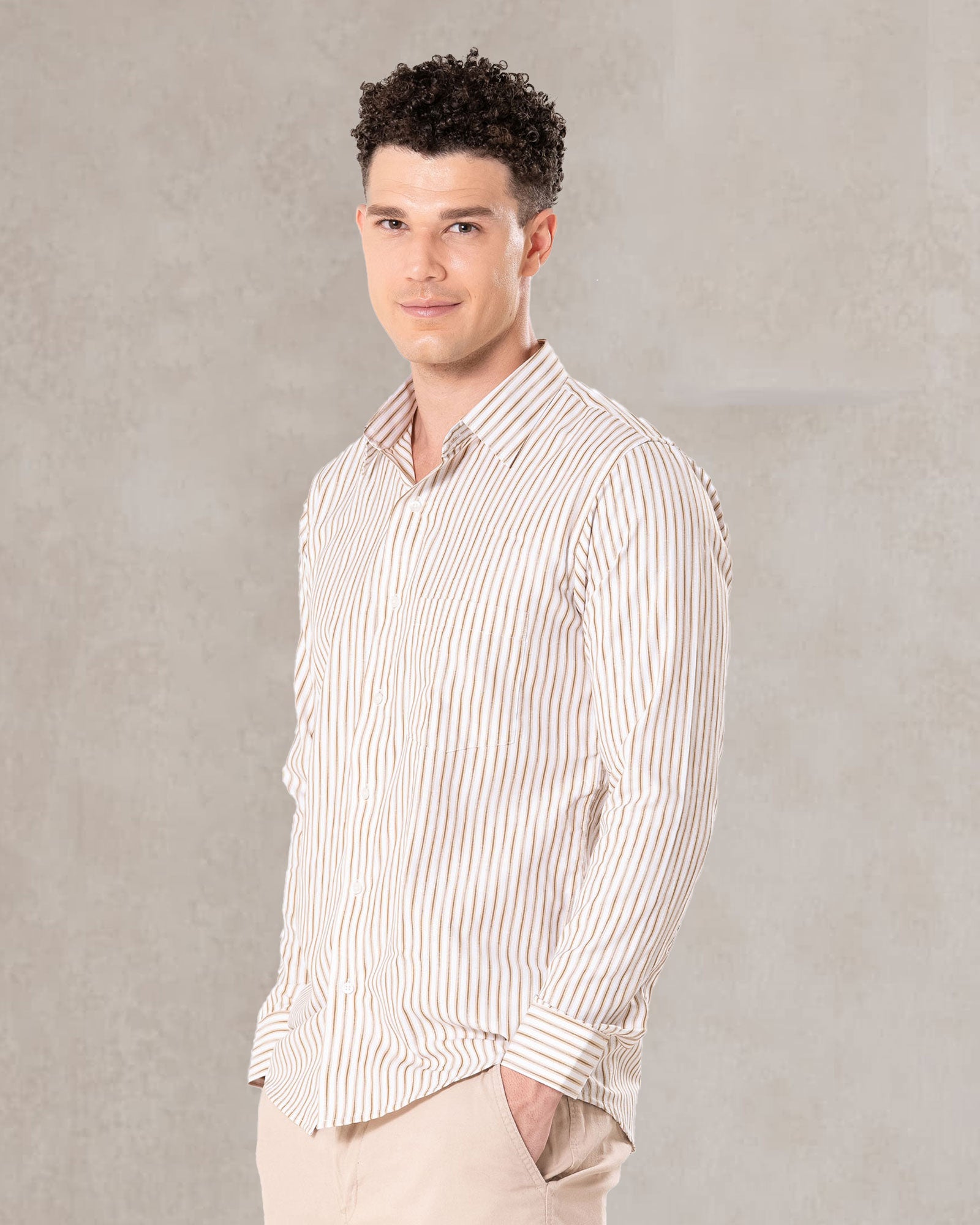 Brex Brown Premium Cotton Stripe Shirt