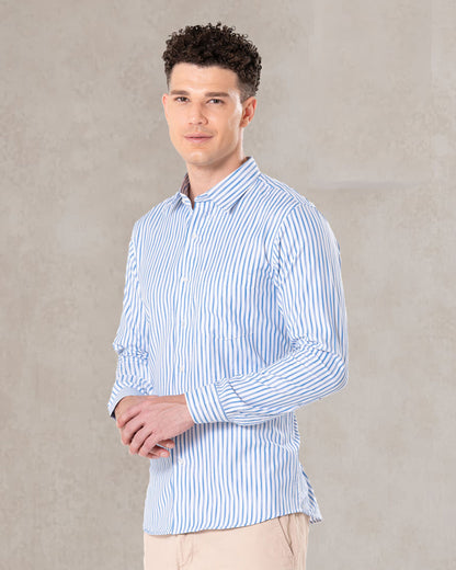 Brex Blue Premium Cotton Stripe Shirt