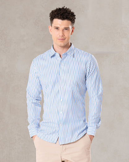 Brex Blue Premium Cotton Stripe Shirt