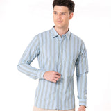 Brex Sky Blue Premium Cotton Stripe Shirt - Bullane