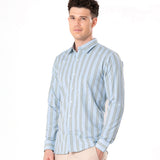 Brex Sky Blue Premium Cotton Stripe Shirt - Bullane