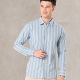 Brex Sky Blue Premium Cotton Stripe Shirt