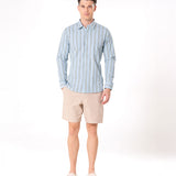 Brex Sky Blue Premium Cotton Stripe Shirt - Bullane