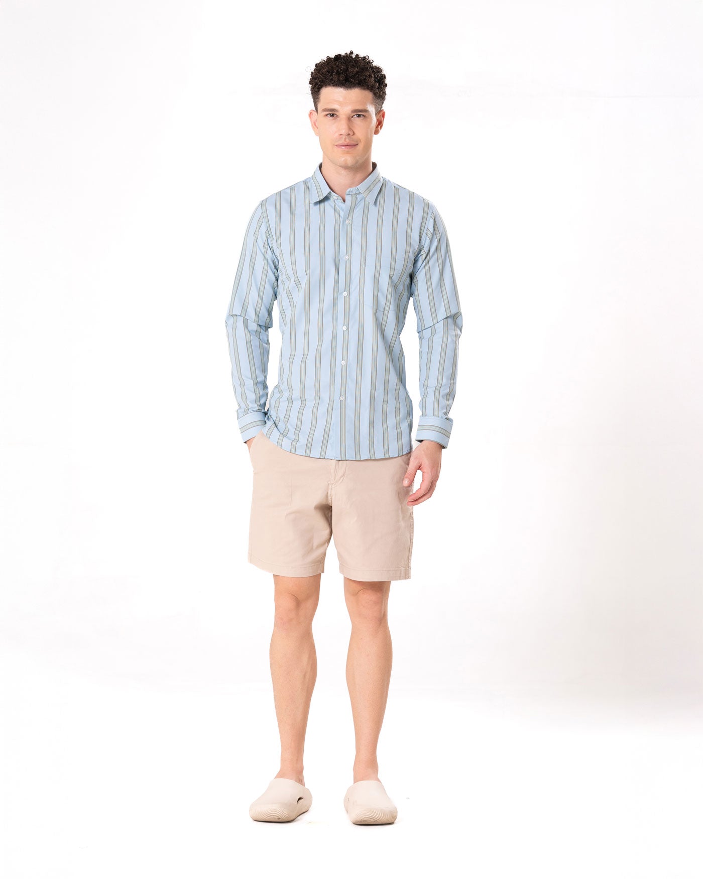 Brex Sky Blue Premium Cotton Stripe Shirt - Bullane