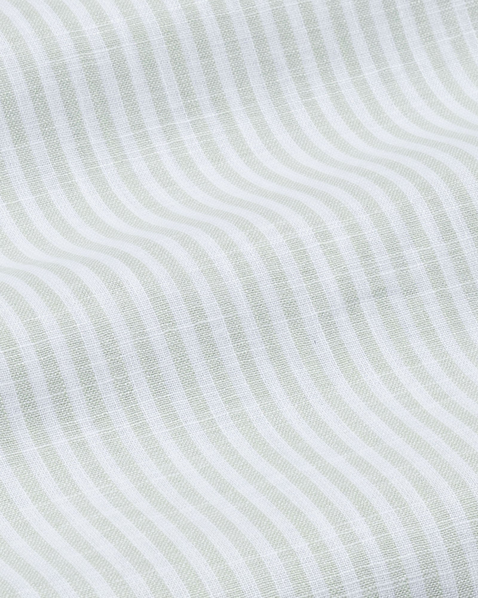 Siento Olive Linen Stripe Mandarin Shirt - Bullane