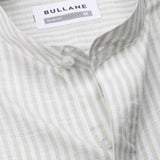 Siento Olive Linen Stripe Mandarin Shirt