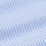 Siento Sky Blue Linen Stripe Mandarin Shirt - Bullane