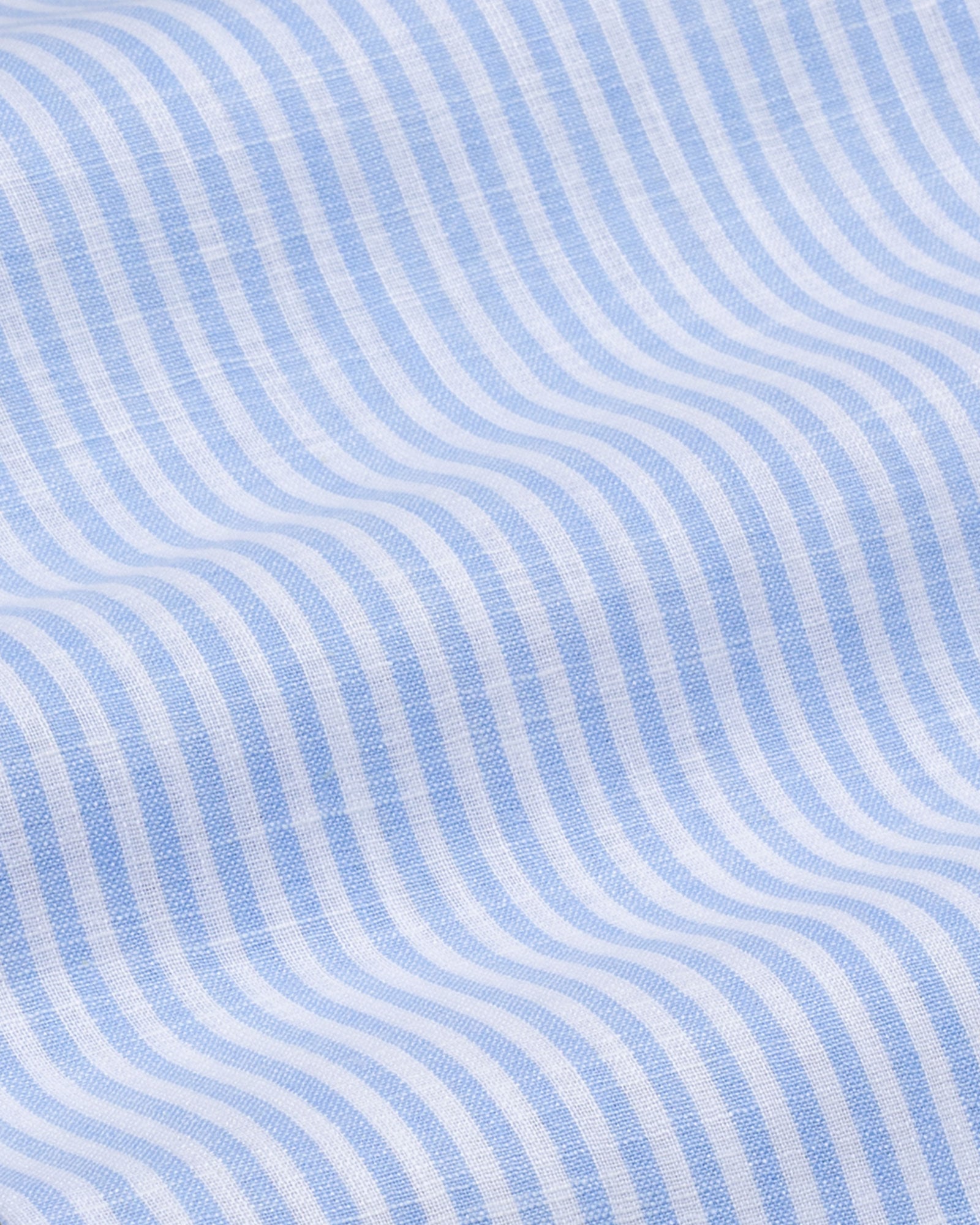 Siento Sky Blue Linen Stripe Mandarin Shirt - Bullane