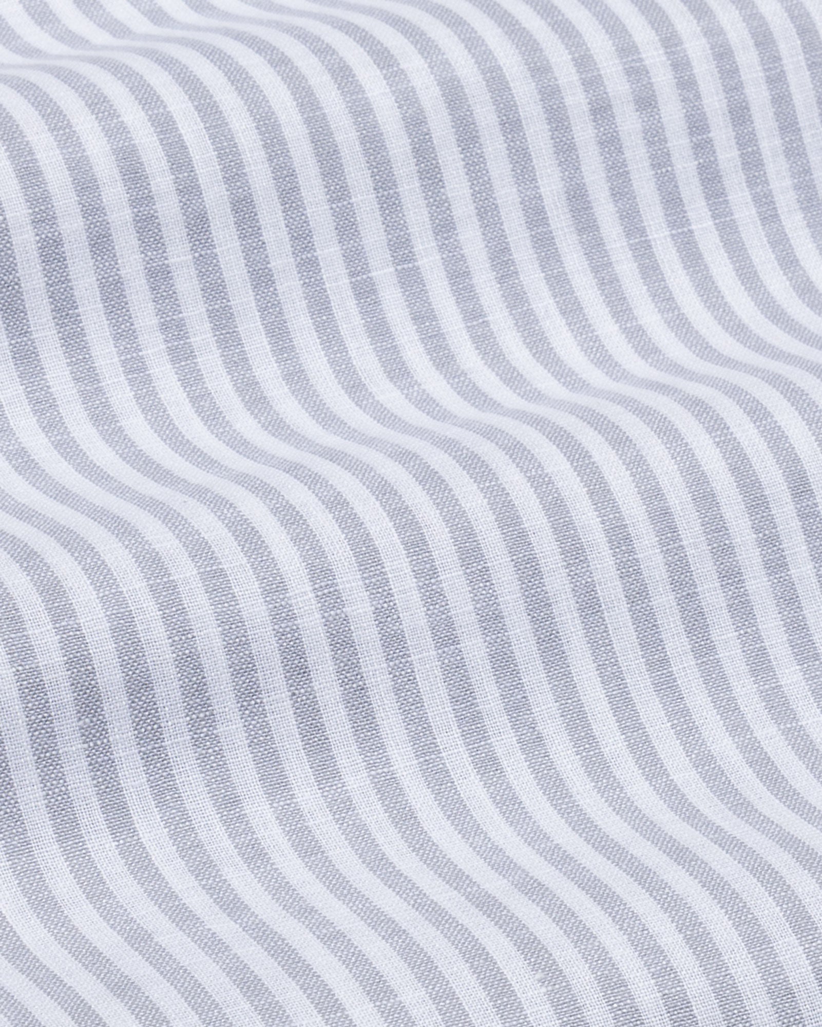 Siento Silver Linen Stripe Mandarin Shirt - Bullane