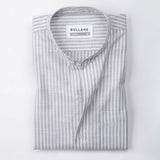 Siento Silver Linen Stripe Mandarin Shirt