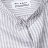 Siento Silver Linen Stripe Mandarin Shirt