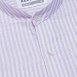 Siento Lavender Linen Stripe Mandarin Shirt - Bullane