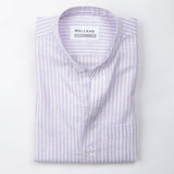Siento Lavender Linen Stripe Mandarin Shirt