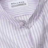 Siento Lavender Linen Stripe Mandarin Shirt