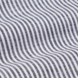 Siento Black Linen Stripe Mandarin Shirt - Bullane
