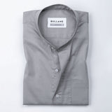 Luce Ash Grey Cotton Plain Mandarin Shirt
