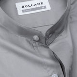 Luce Ash Grey Cotton Plain Mandarin Shirt