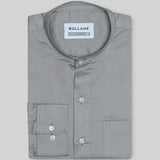 Luce Ash Grey Cotton Plain Mandarin Shirt - Bullane