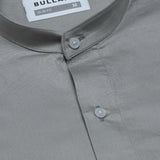 Luce Ash Grey Cotton Plain Mandarin Shirt - Bullane
